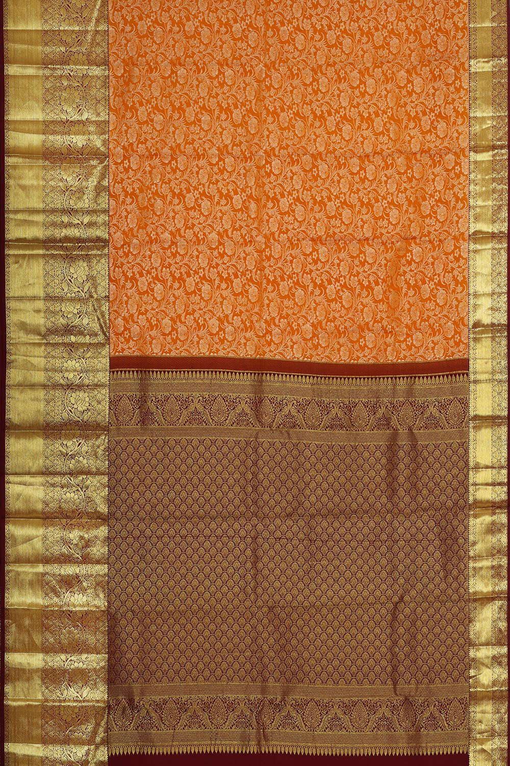 Image of Kanchipattu Orange Brocade Saree